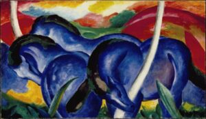 تابلوی اسب های آبی بزرگ اثر فرانتس مارک . سبک اکسپرسیونیسم