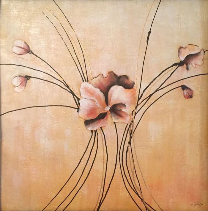 نقاشی رنگ روغن گل بنفشه اثر مریم منصوری